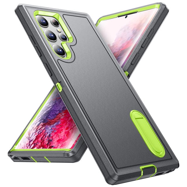 Shockproof Kickstand Case For Samsung Galaxy S - Gray & Green