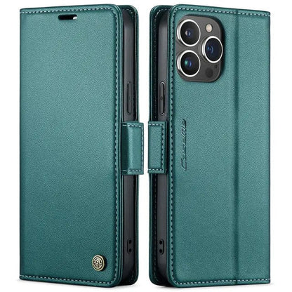 RFID Leather Card Holder Phone Case - Teal