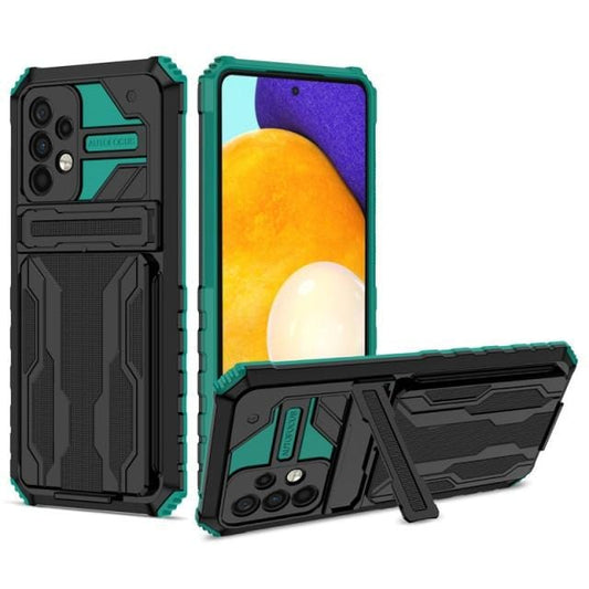 Shockproof Card Holder Case With Kickstand For Samsung A Series - Green