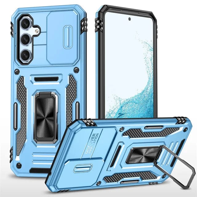 Magnetic Case With Kickstand & Camera Cover For Samsung A Series - Light Blue