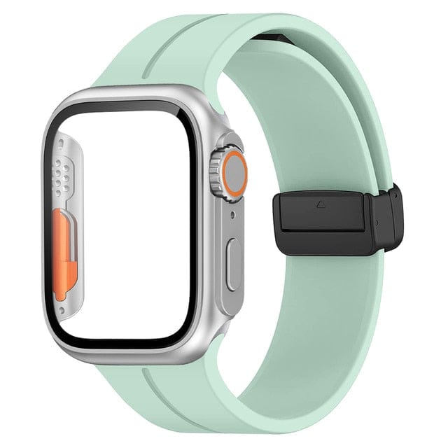 Magnetic Buckle Sports Watch Band With Case - Light Green