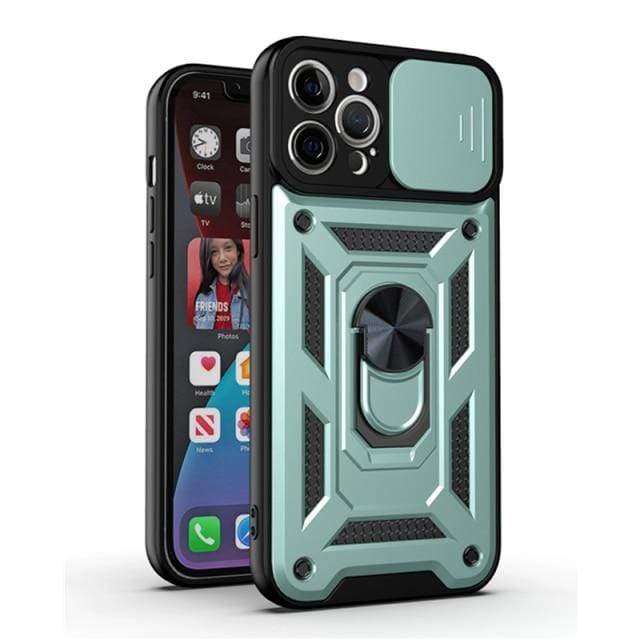 Magnetic Shockproof Phone Case With Camera Cover - Midnight Green