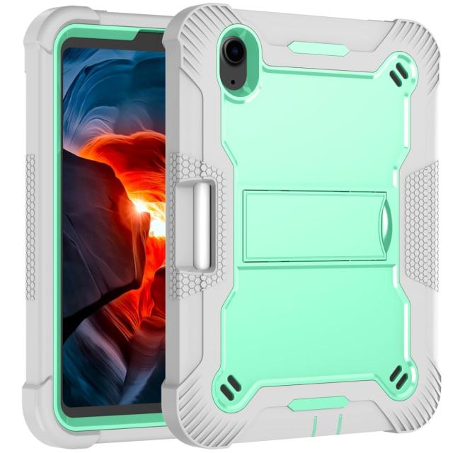 Shockproof Mini Tablet Case With Kickstand - Mint Green & Gray