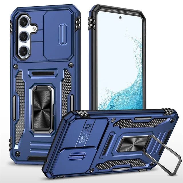 Magnetic Case With Kickstand & Camera Cover For Samsung A Series - Navy Blue