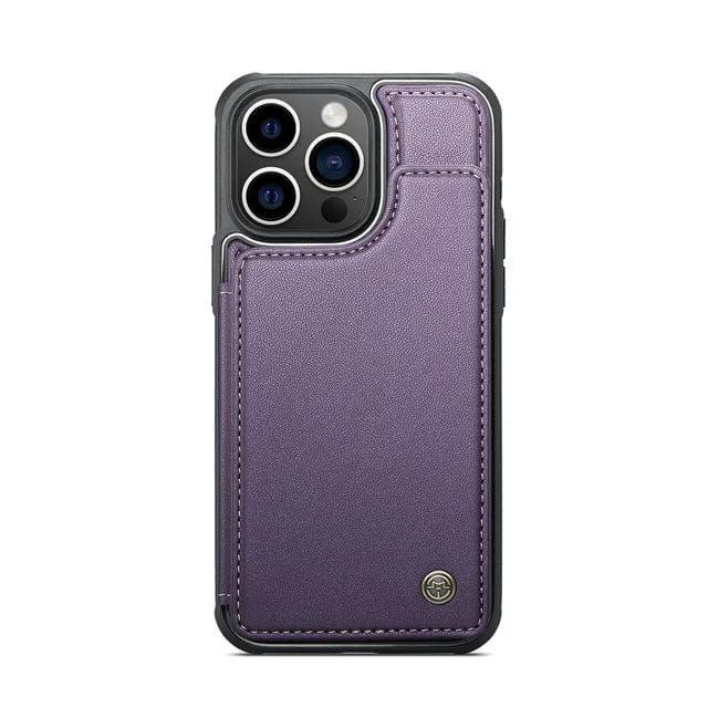 RFID Flip Leather Wallet Phone Case - Purple