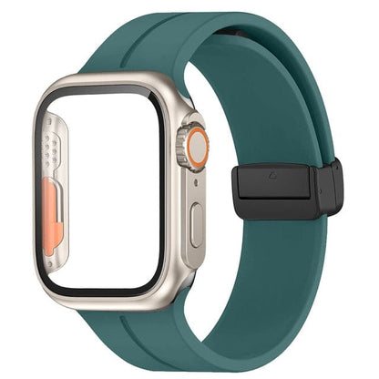 Magnetic Buckle Sports Watch Band With Case - Pine Green