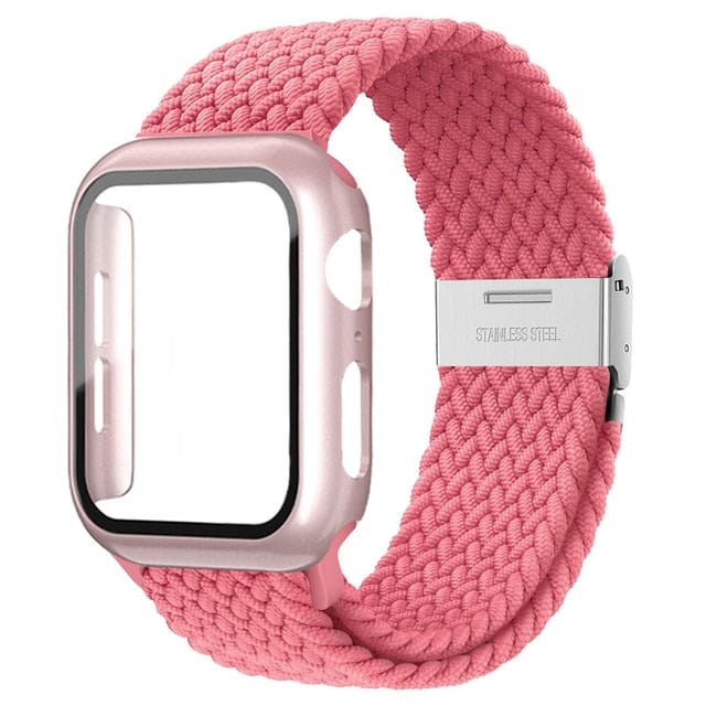 Braided Loop Watch Band With Case - Pink
