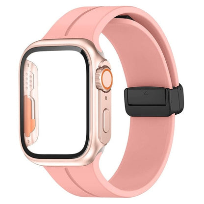 Magnetic Buckle Sports Watch Band With Case - Pink