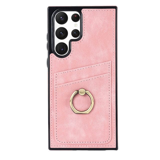 Matte Leather Cardholder Case For Samsung Galaxy - Pink