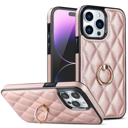 Classic Leather Case With Ring Grip For Samsung - Pink