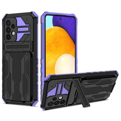 Shockproof Card Holder Case With Kickstand For Samsung A Series - Purple