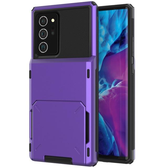 Shockproof Wallet Case For Samsung Galaxy A - Purple