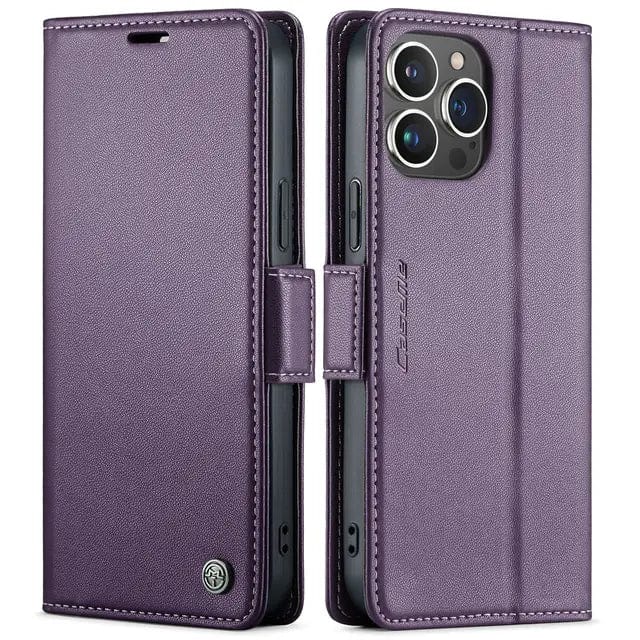 RFID Leather Card Holder Phone Case - Purple