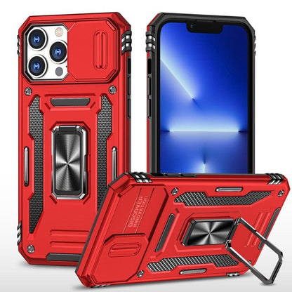 Magnetic Phone Case With Kickstand & Camera Cover - Red