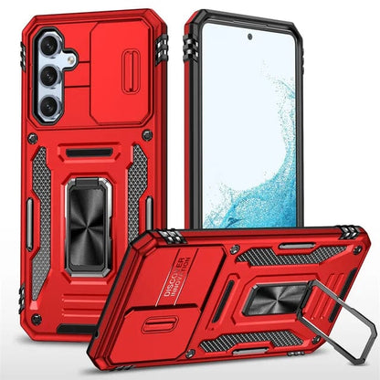 Magnetic Case With Kickstand & Camera Cover For Samsung A Series - Red