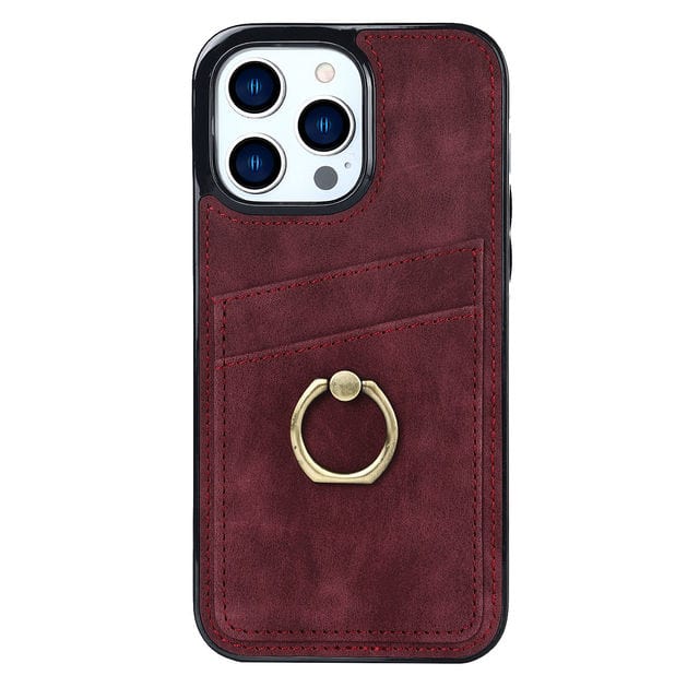 Matte Leather Cardholder Phone Case - Red