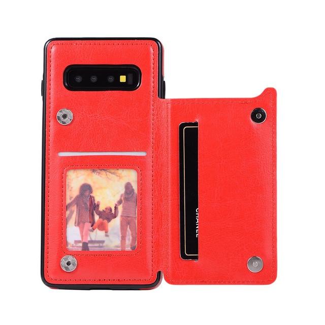 Leather Wallet Case For Samsung Galaxy S - Red