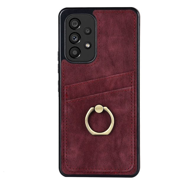 Matte Leather Cardholder Case For Samsung A Series - Red