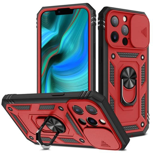 Heavy Duty Magnetic Phone Case With Camera Cover - Red