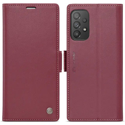 RFID Leather Card Holder Case For Samsung A Series - Wine Red