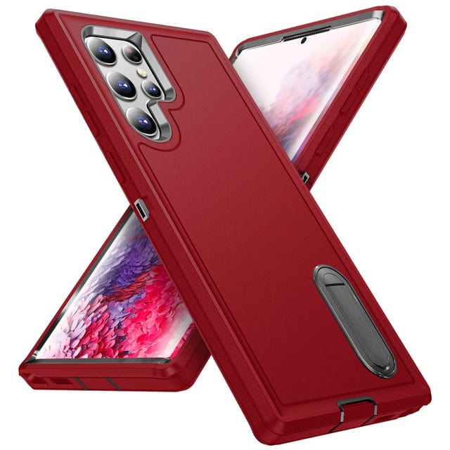 Shockproof Kickstand Case For Samsung Galaxy S - Red & Black