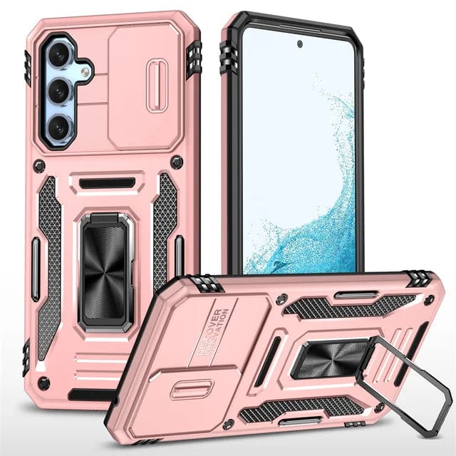 Magnetic Case With Kickstand & Camera Cover For Samsung A Series - Rose Gold