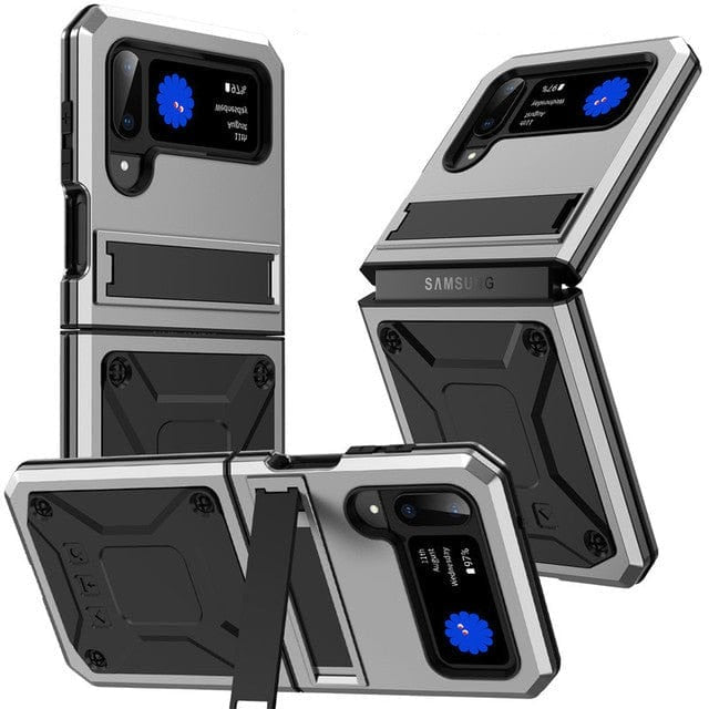 Heavy Duty Case with Kickstand For Samsung Z Flip - Silver