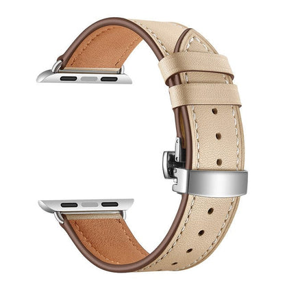 Leather Watch Band - Apricot & Silver Buckle