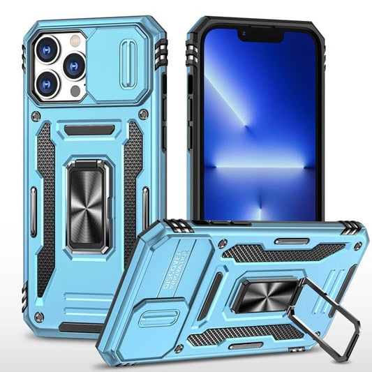 Magnetic Phone Case With Kickstand & Camera Cover - Sky Blue