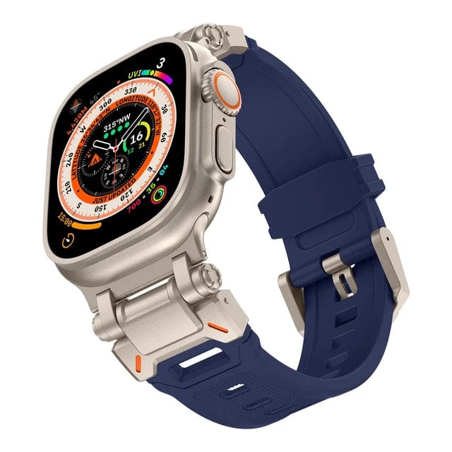 Rugged Mens Watch Band - Titanium + Blue