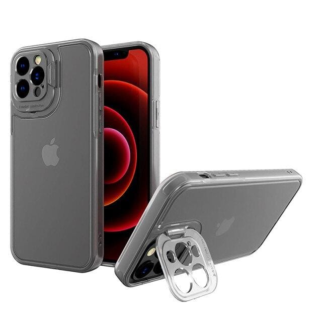 Shockproof Camera Kickstand Phone Case - Transparent White