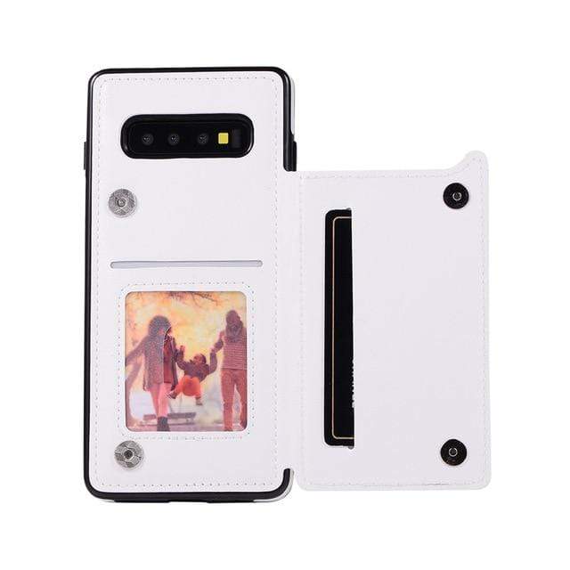 Leather Wallet Case For Samsung Galaxy S - White