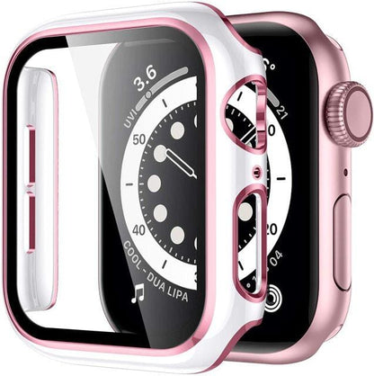 2 Tone Tempered Glass Protective Watch Case - White & Pink