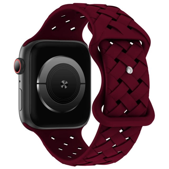 Braided Sports Watch Band - Wine Red