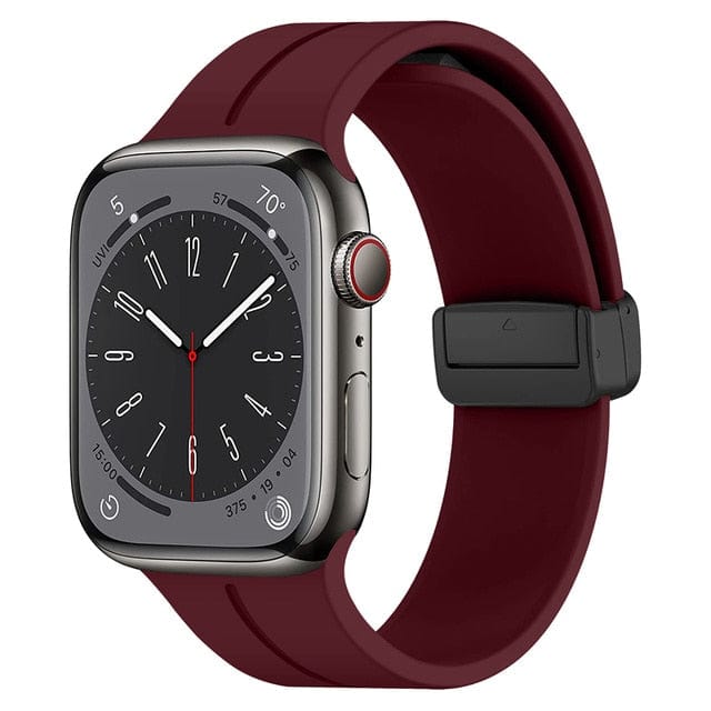 Magnetic Buckle Sports Watch Band - Wine Red