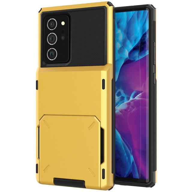 Shockproof Wallet Case For Samsung Galaxy - Yellow