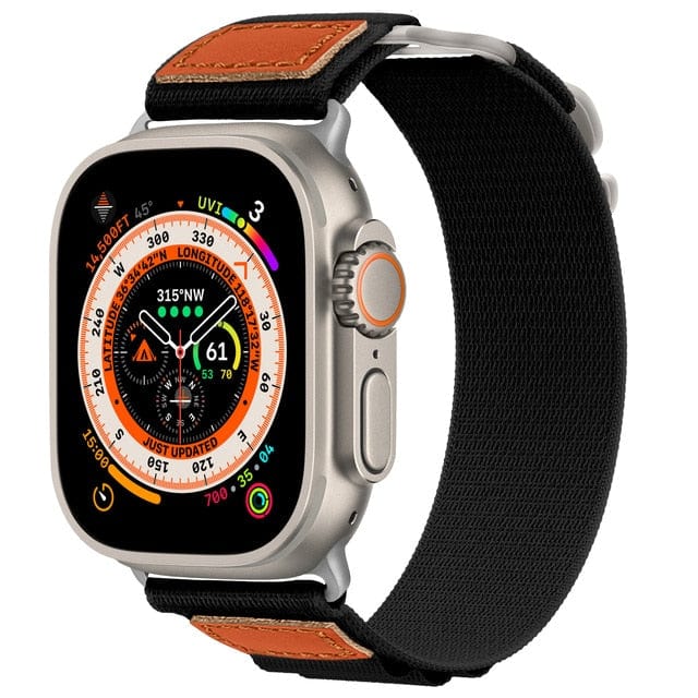 Nylon Alpine Loop Sports Watch Band - Black-Orange