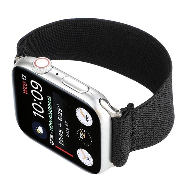 Elasticated Nylon Watch Band - Black