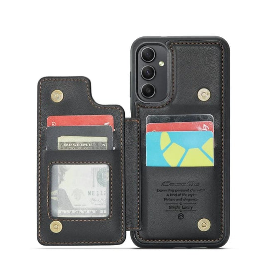 RFID Flip Leather Wallet Case For Samsung A Series - Black