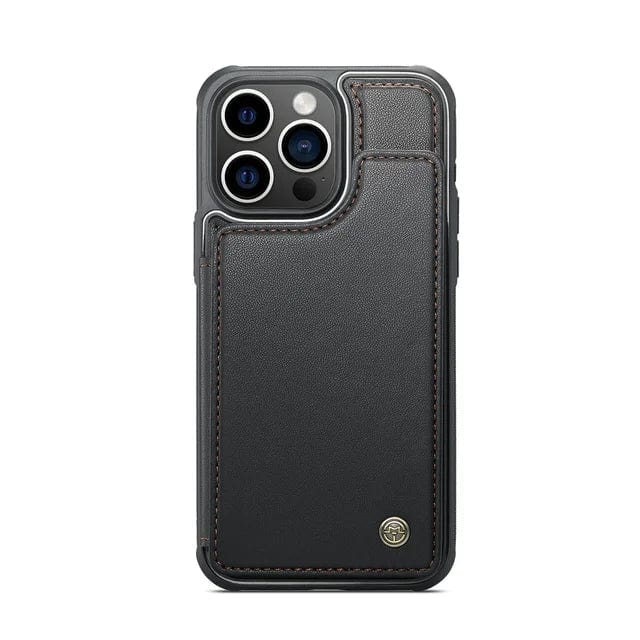RFID Flip Leather Wallet Phone Case - Black