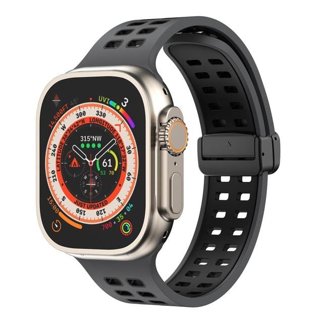 Breathable Magnetic Sports Watch Band - Black Black/ Black