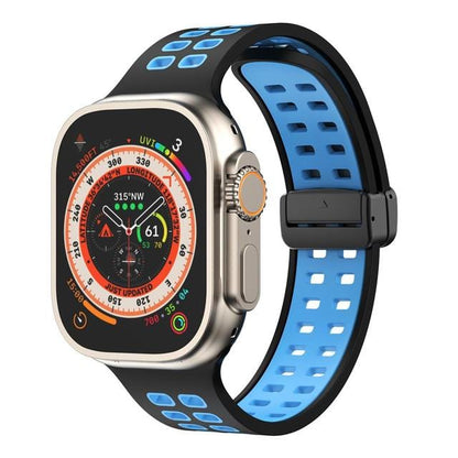 Breathable Magnetic Sports Watch Band - Black Blue/ Black