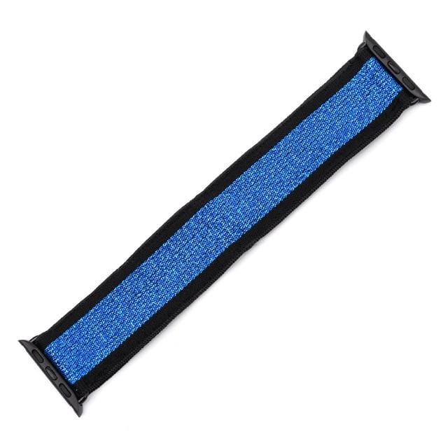 Elasticated Nylon Watch Band - Black Blue