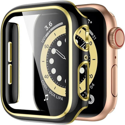 2 Tone Tempered Glass Protective Watch Case - Black & Gold