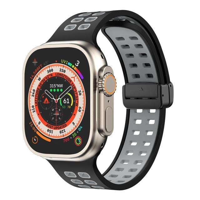 Breathable Magnetic Sports Watch Band - Black Gray/ Black
