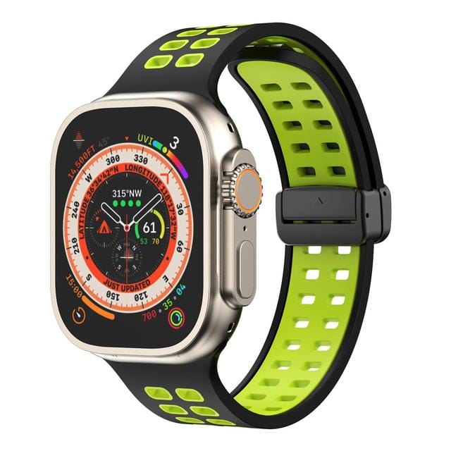 Breathable Magnetic Sports Watch Band - Black Green/ Black