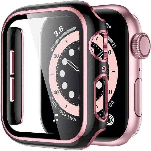 2 Tone Tempered Glass Protective Watch Case - Black & Pink