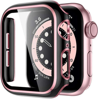 2 Tone Tempered Glass Protective Watch Case - Black & Pink