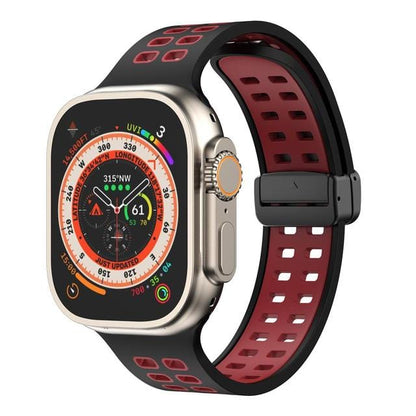 Breathable Magnetic Sports Watch Band - Black Red/ Black