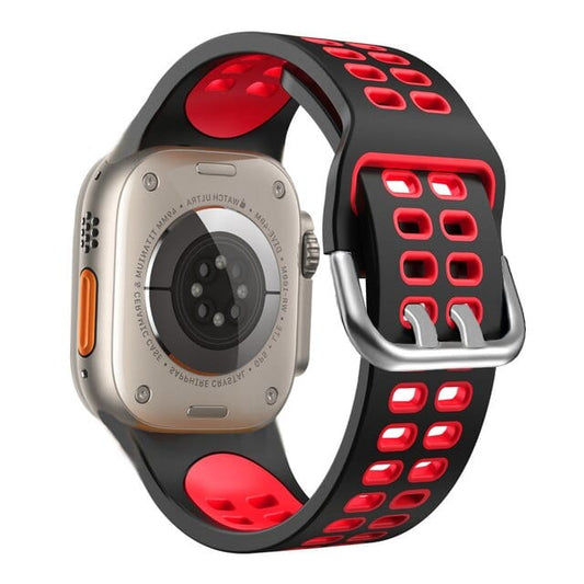 2 Tone Sports Watch Band - Black Red